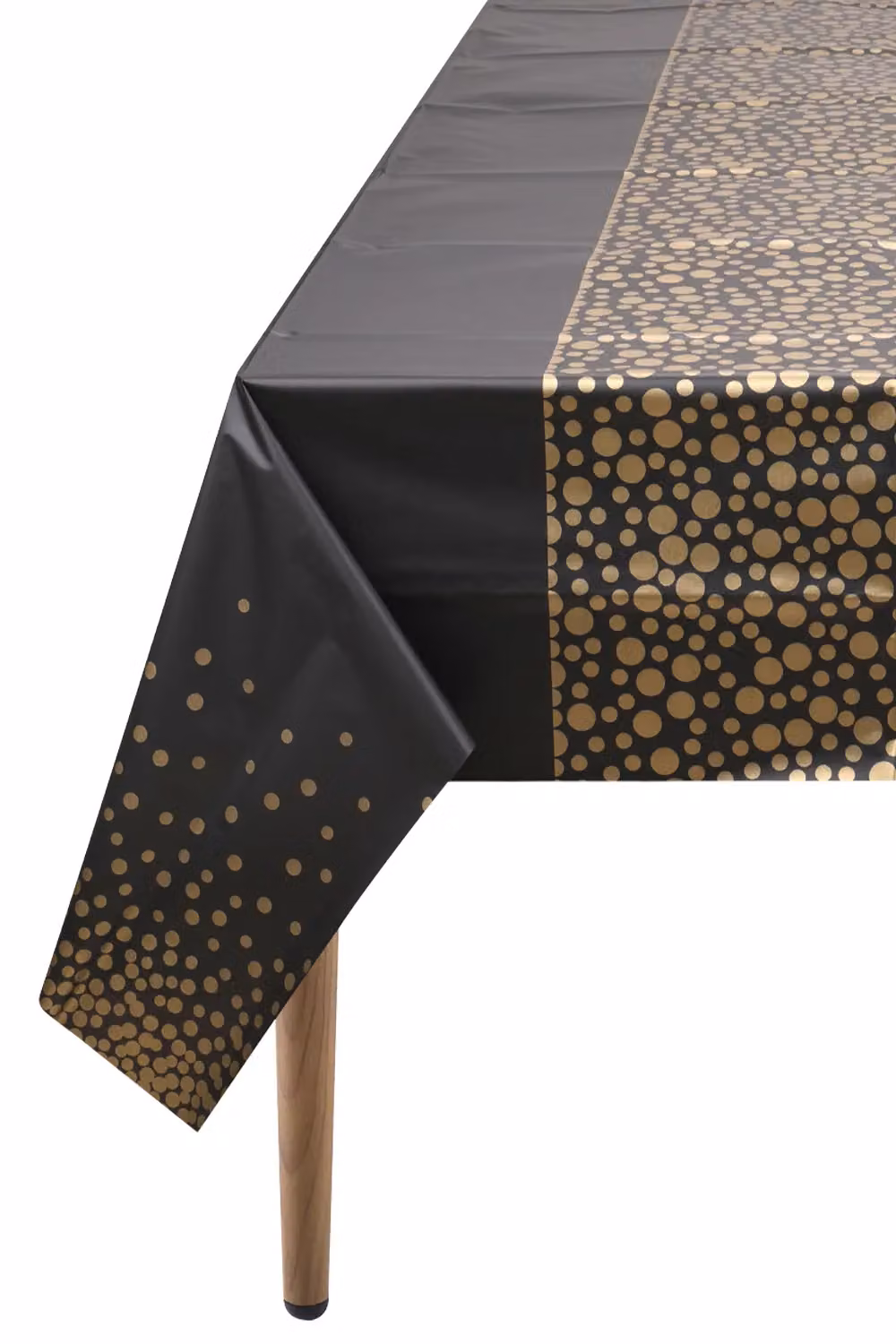 Neel Blue PVC Rectangular Tablecloth with Gold Dot Confetti Print, Black and Blue, W: 137 cm, L: 274 cm – 5