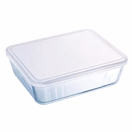 Pyrex Transparent Glass Rectangular Lasagne Dish with Lid, 0.8 l