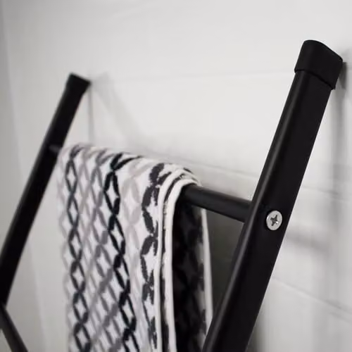 Showerdrape Matt Black Metal Freestanding Bathroom Towel Ladder, W44 x H155 cm – 4