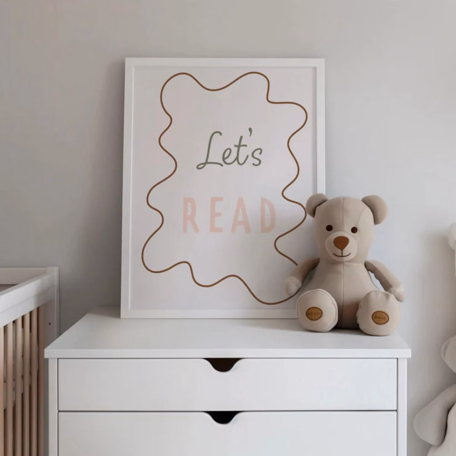Autumns Corner Let's Read Typography Print Wavy Edition, Light Pink, A2 – 2