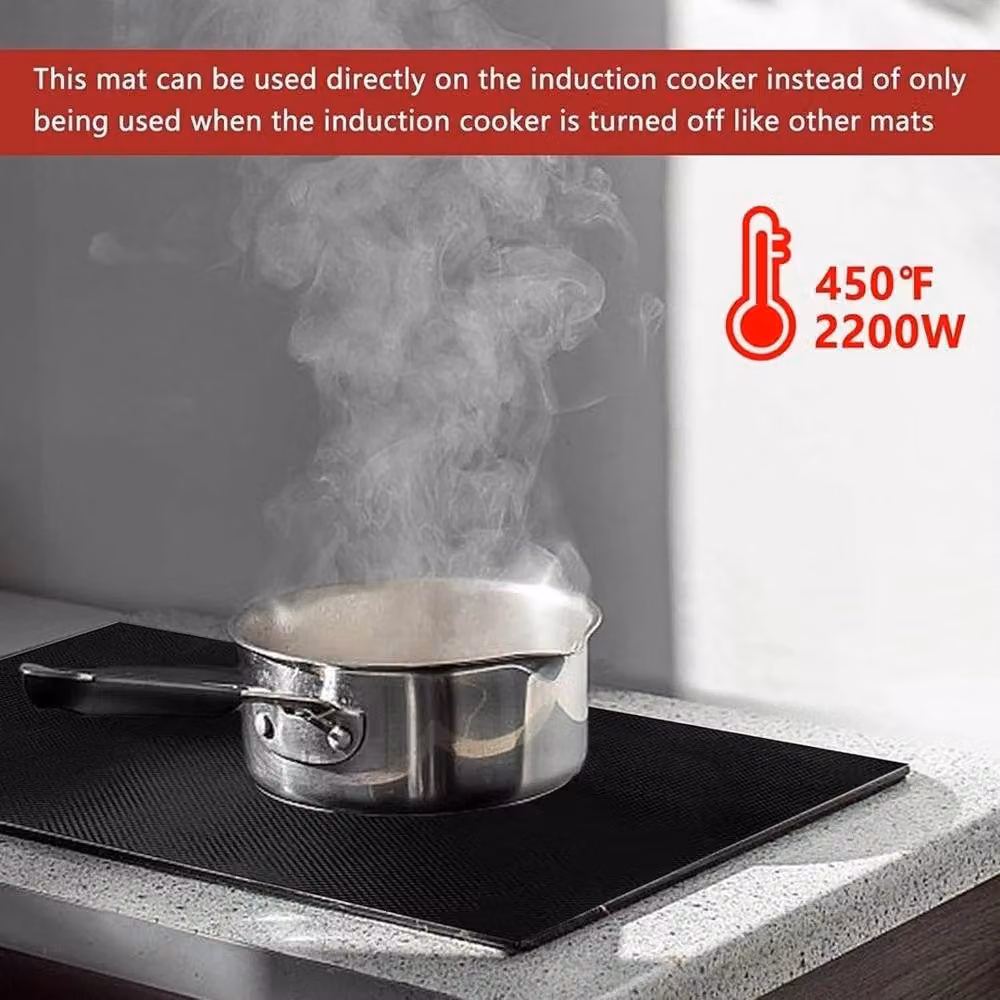 FLAVORA Heat Resistant Induction Hob Protector Mat, Black, W: 90 cm, D: 54 cm – 4