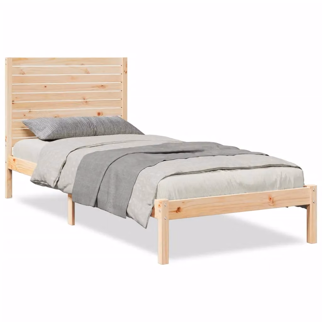 Berkfield Home Extra Long Solid Wood Bed Frame in Brown, W: 90 cm, L: 210 cm – 2