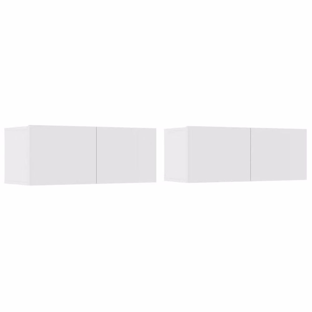 Berkfield Home Set of 2 White Matt TV Cabinets in Engineered Wood, W/D/H: 80 x 30 x 30 cm – 2