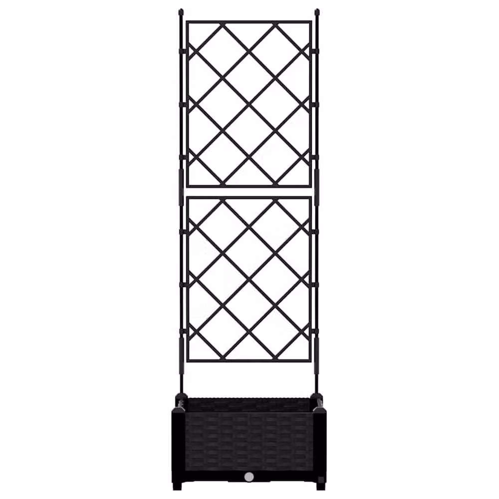 Berkfield Home Garden Planter with Trellis, Black, W/D/H: 40 x 40 x 125.5 cm – 3