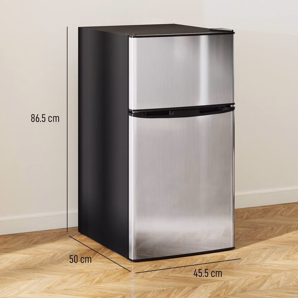 HOMCOM 88L Small Under Counter Fridge Freezer in Multicolour with 5-Setting Thermostat and LED Interior Light – 3