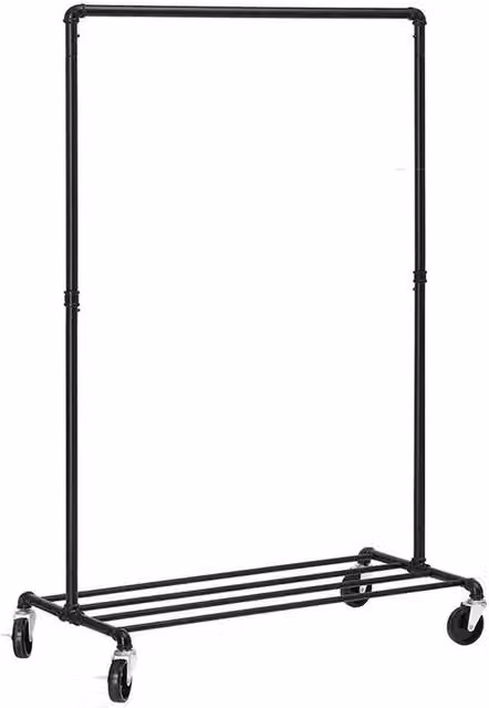 Pirlo Plush Matt Black Metal Clothes Rail with Continuous Linear Rail