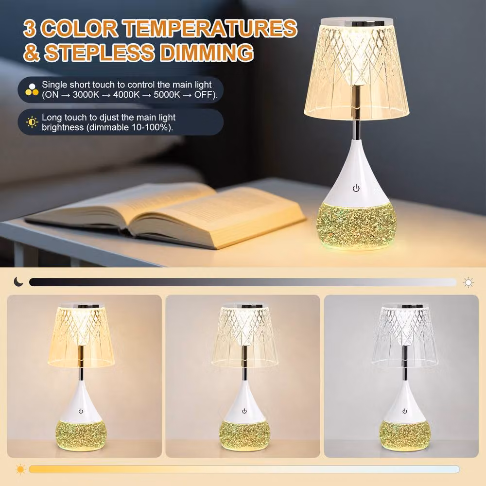Harper Living RGB LED Table Lamp, White Touch Control Dimmable Water Base Mood Light with Multicolour Effect – 5
