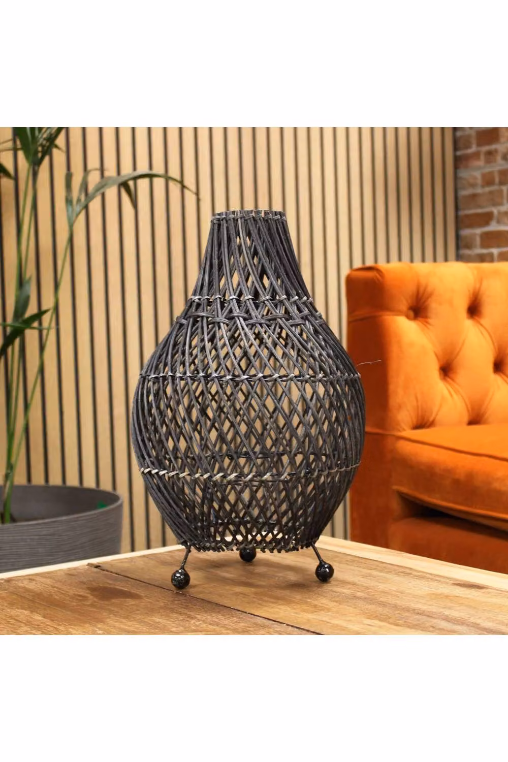 KDMD Black Rattan Table Lamp with Warm White Bulb – 2
