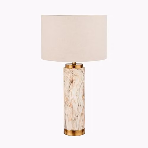 Pacific Lifestyle Ruma Ceramic Table Lamp in Brown and Beige with Art Deco Style, W/D/H: 30 x 30 x 55 cm – 2