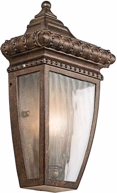 Netlighting Venetian Rain Outdoor Wall Half Lantern Light in Bronze and Brown, IP44, E14