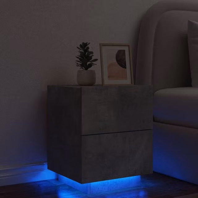 Berkfield Home Modern Bedside Cabinet with Integrated LED Lights in Matt Concrete Grey