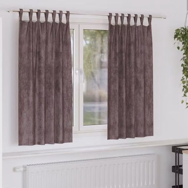 Berkfield Home Brown Velvet Eyelet Curtains, 2 Pack, H 175 cm x W 140 cm – 1