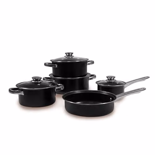 Carter & Clay 9 Piece Non-Stick Ceramic Cookware Set in Black including Saucepan and Frying Pan – 4