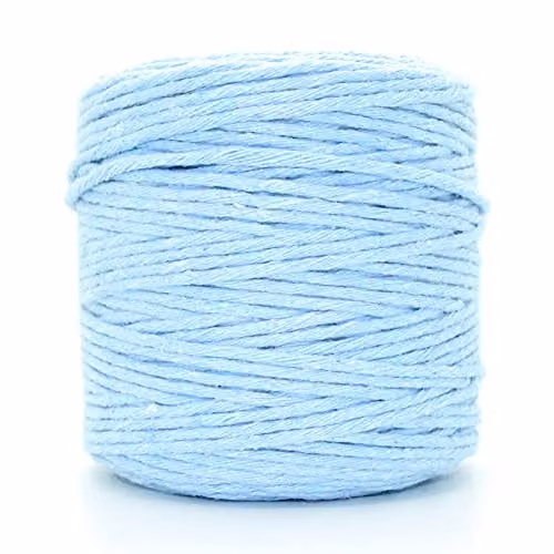 SolaDirect Premium Sky Blue Macrame Cord, 300 m of 2 mm Thick Natural Cotton Thread Yarn for DIY Crafts and Home Decoration