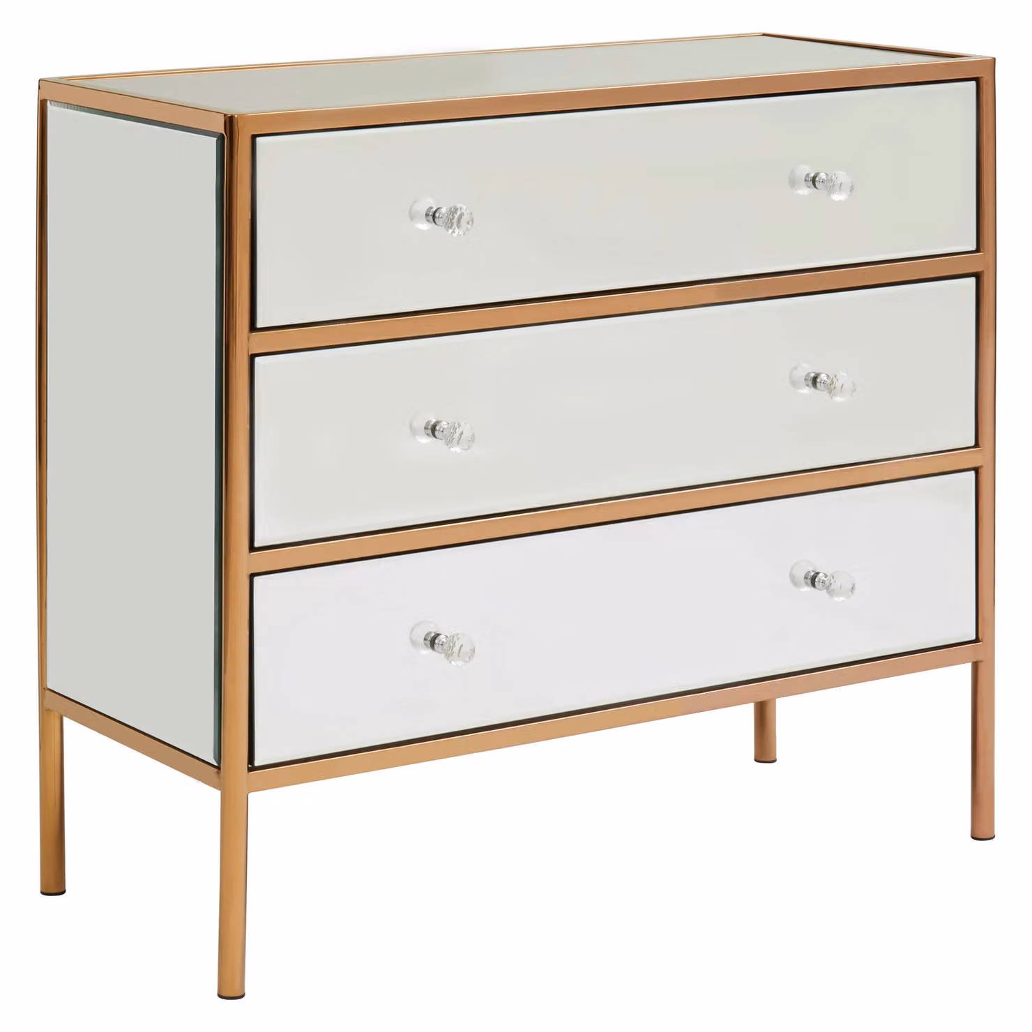Orsina Stylish 3 Drawer Chest by Interiors by Premier in Gold with Mirror Top – 2