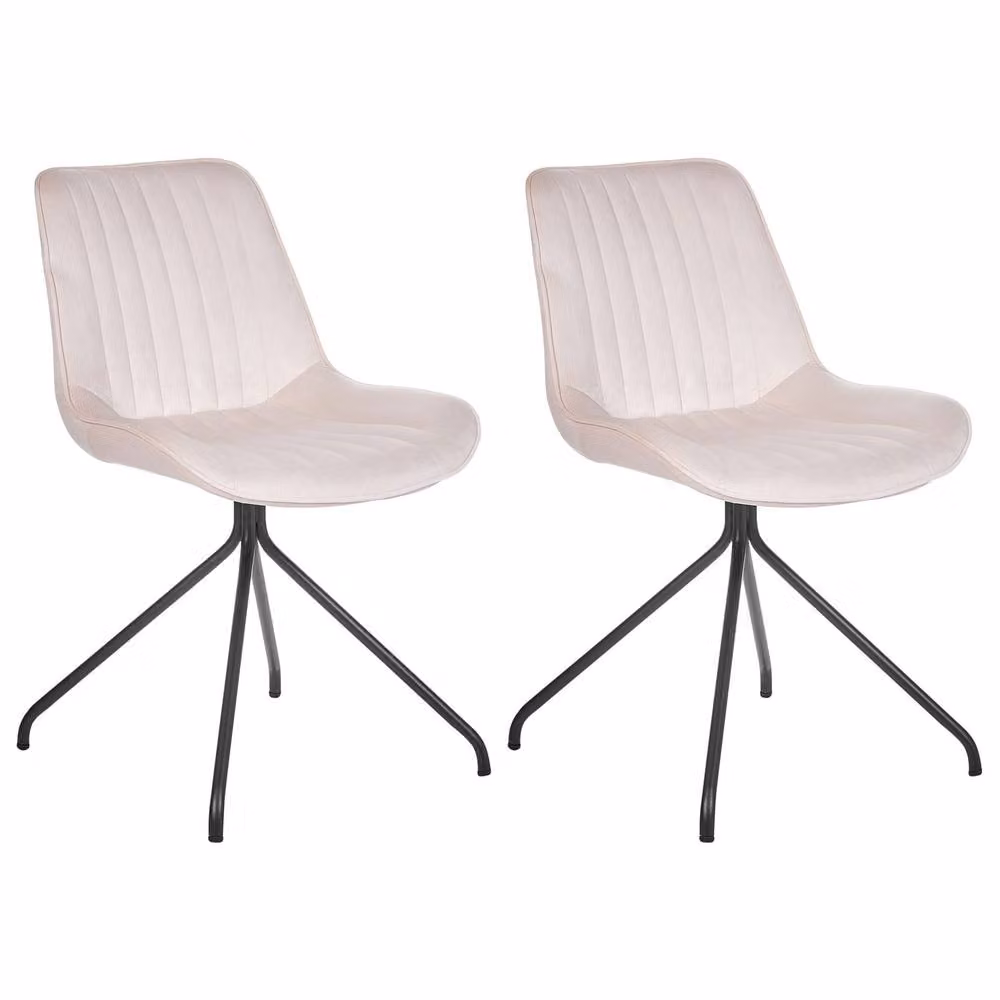 Wyld Haus Velvetique Beige Dining Chair with Swivel Metal Base – 2
