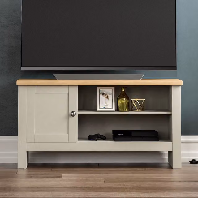 Vida Designs Arlington 1 Door TV Unit in Matt Grey and Silver