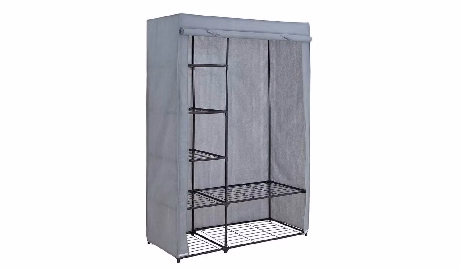 Grey Roll Shutter Double Wardrobe with Internal Shelves and Hanging Rod, W/D/H: 116 x 54 x 175 cm