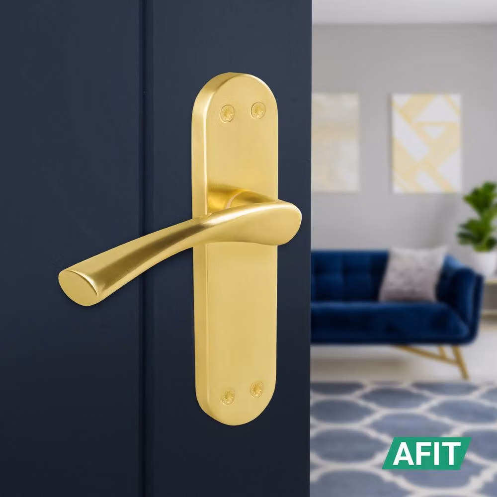 AFIT Satin Brass Twist Door Handle Latch and Hinge Set in Gold, 6 Pairs – 4