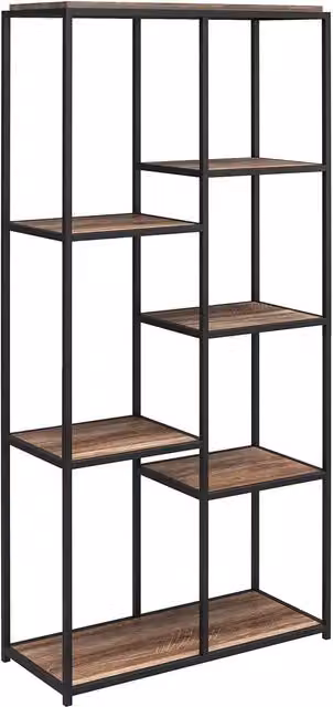 Quincy 5 Shelf Weathered Oak Bookcase