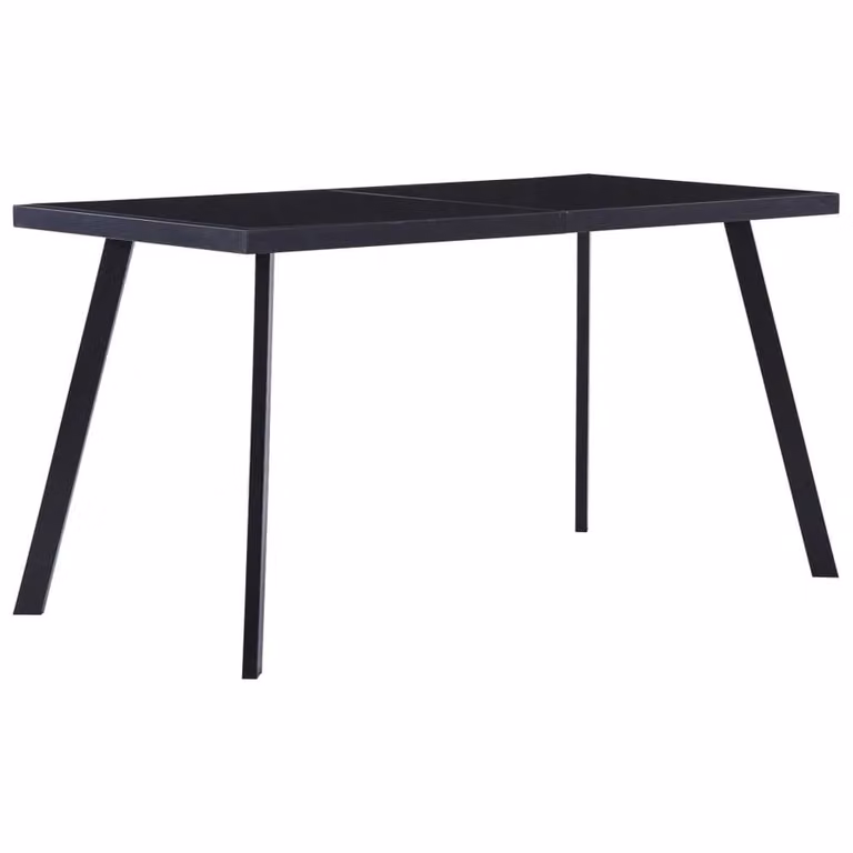 Berkfield Home Modern Rectangular Dining Table in Black with Matt Tempered Glass, W/D/H: 140 x 70 x 75 cm