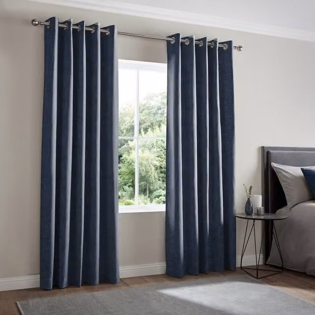 Terrys Lugano Made to Measure Blackout Eyelet Curtain Panel in Blue
