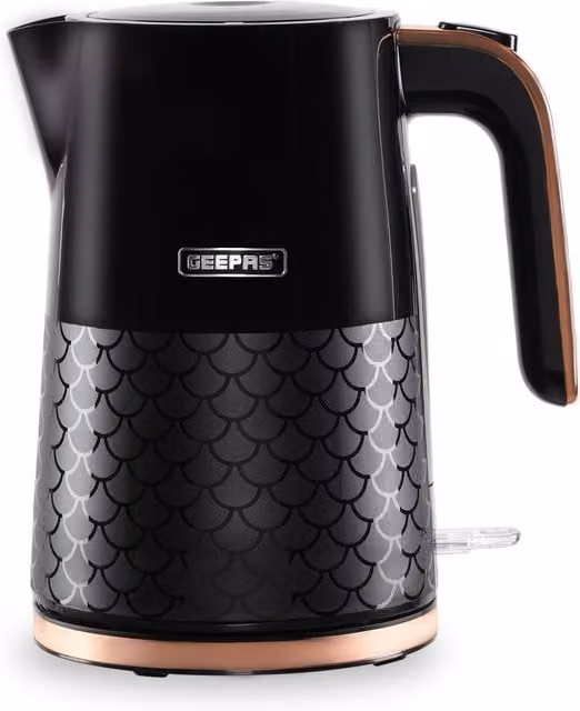 Geepas Aurora Collection 3000W Cordless Electric Kettle with Boil Dry Protection and Water Gauge, 1.7 l, Black