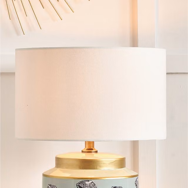 Pacific Lifestyle White Fabric Cylinder Drum Lampshade, Diameter: 35 cm