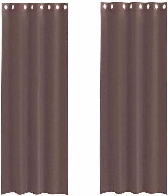 Berkfield Home Brown Voile Fabric Panel Curtains with Eyelets, 2 Pack, W: 140 cm, H: 260 cm – 1