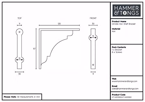 Hammer and Tongs Ornate Iron Shelf Bracket in Matt Black – 4