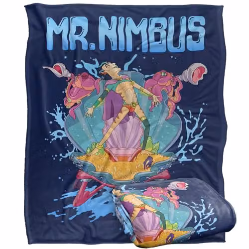 Warner Bros. Rick and Morty Mr. Nimbus Design Super Soft Fleece Throw Blanket, Multicolour, W: 152 cm, D: 127 cm – 1