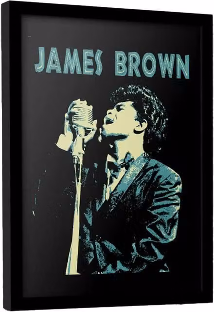 James Brown Multicolour Typography Framed Paper Poster in Black