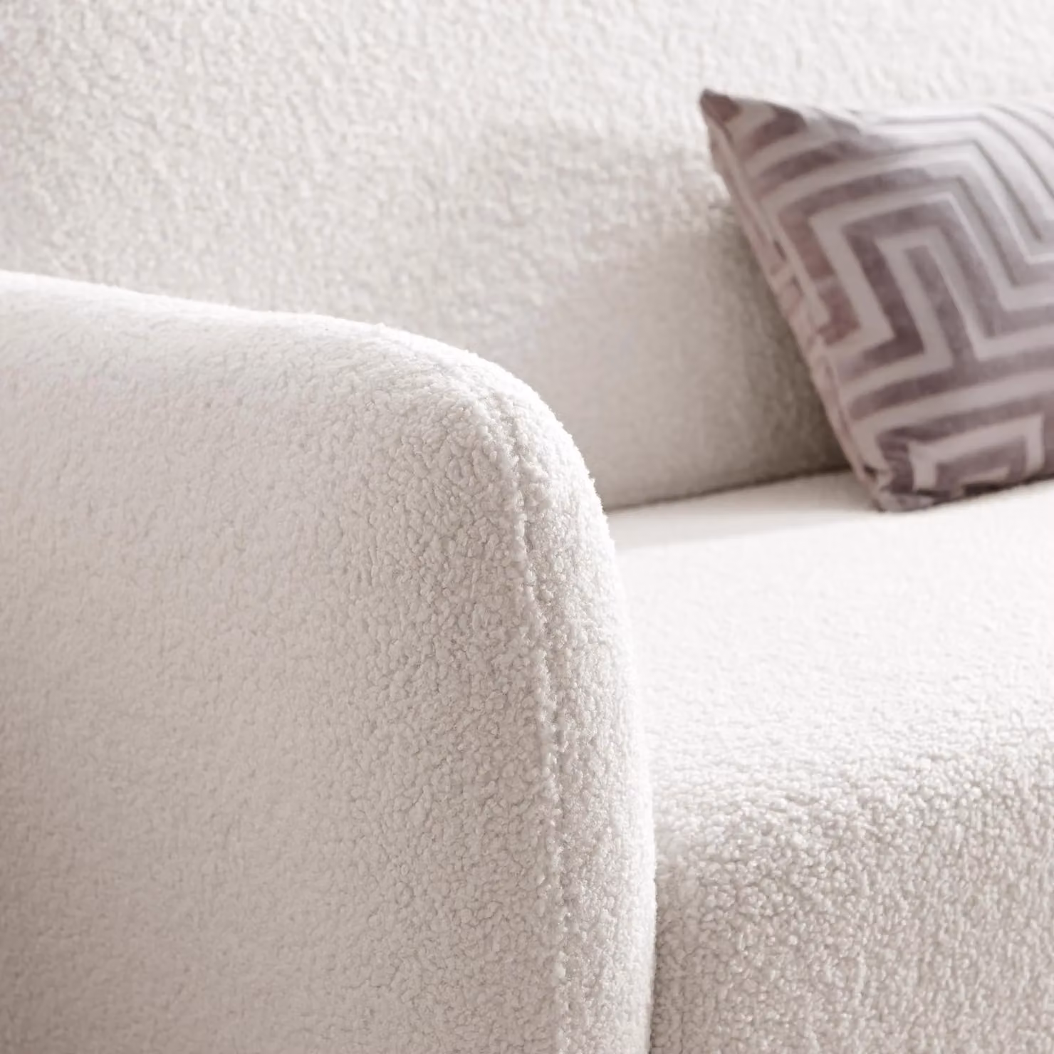 FurnitureboxUK Teddy Retro 2 Seater Sofa in White Bouclé Fabric – 2