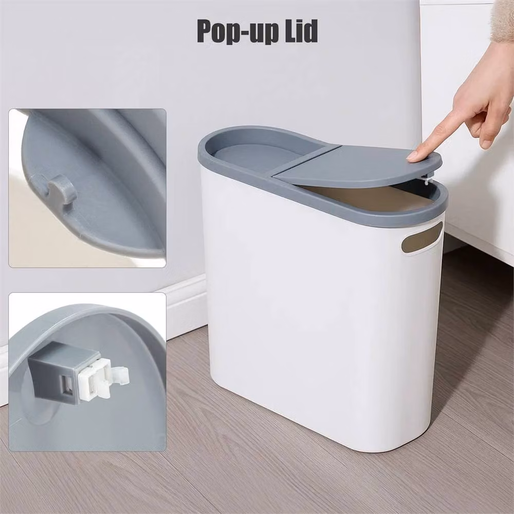 Nordara Slim Plastic Narrow Dustbin with Lid and Liner Dispenser, White – 3