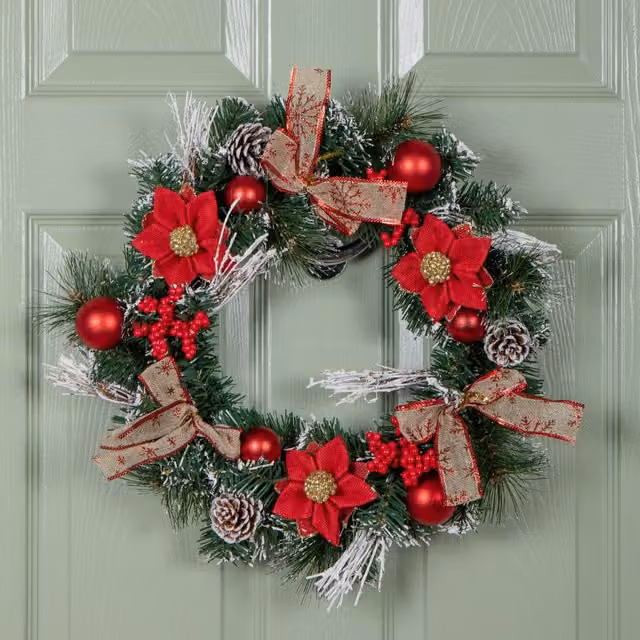Premier Round Christmas Wreath with Red, Green and Silver Decorations, Diameter: 40 cm – 2