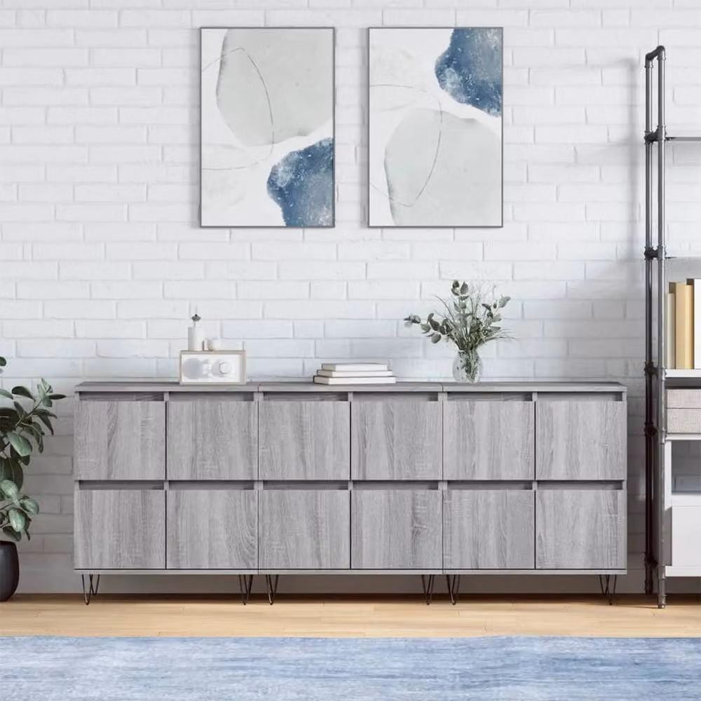 Berkfield Home 3-Piece Sideboard Set in Grey Sonoma Matt MDF – 2