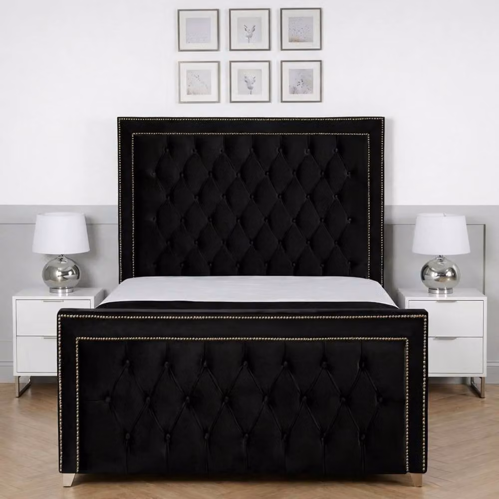 Living Comfort Bedz Metro Upholstered Velvet Gas Lift Storage Bed in Black, W/D/H: 180 x 200 cm – 2