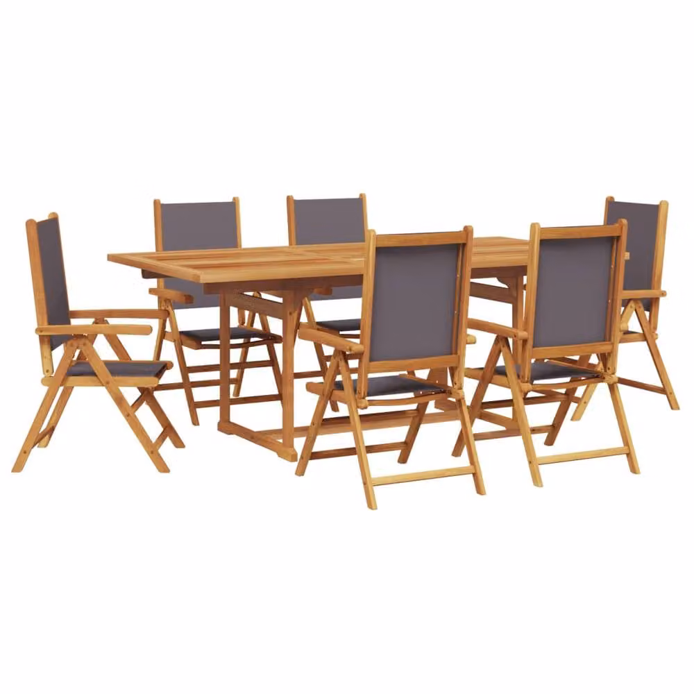 Berkfield Home 7 Piece Garden Dining Set in Anthracite Fabric and Acacia Wood – 2