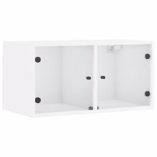 vidaXL Wall Cabinet with Glass Doors, White, W: 68.5 cm, D: 37 cm, H: 35 cm