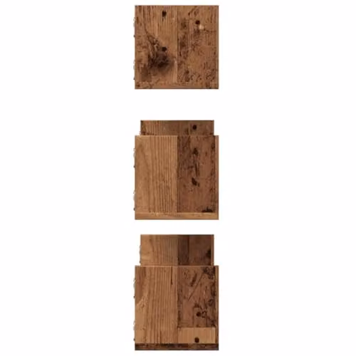vidaXL Set of 3 Wall Mounted Shelves in Old Wood Brown, W/D/H: 58 x 18 x 18 cm – 3