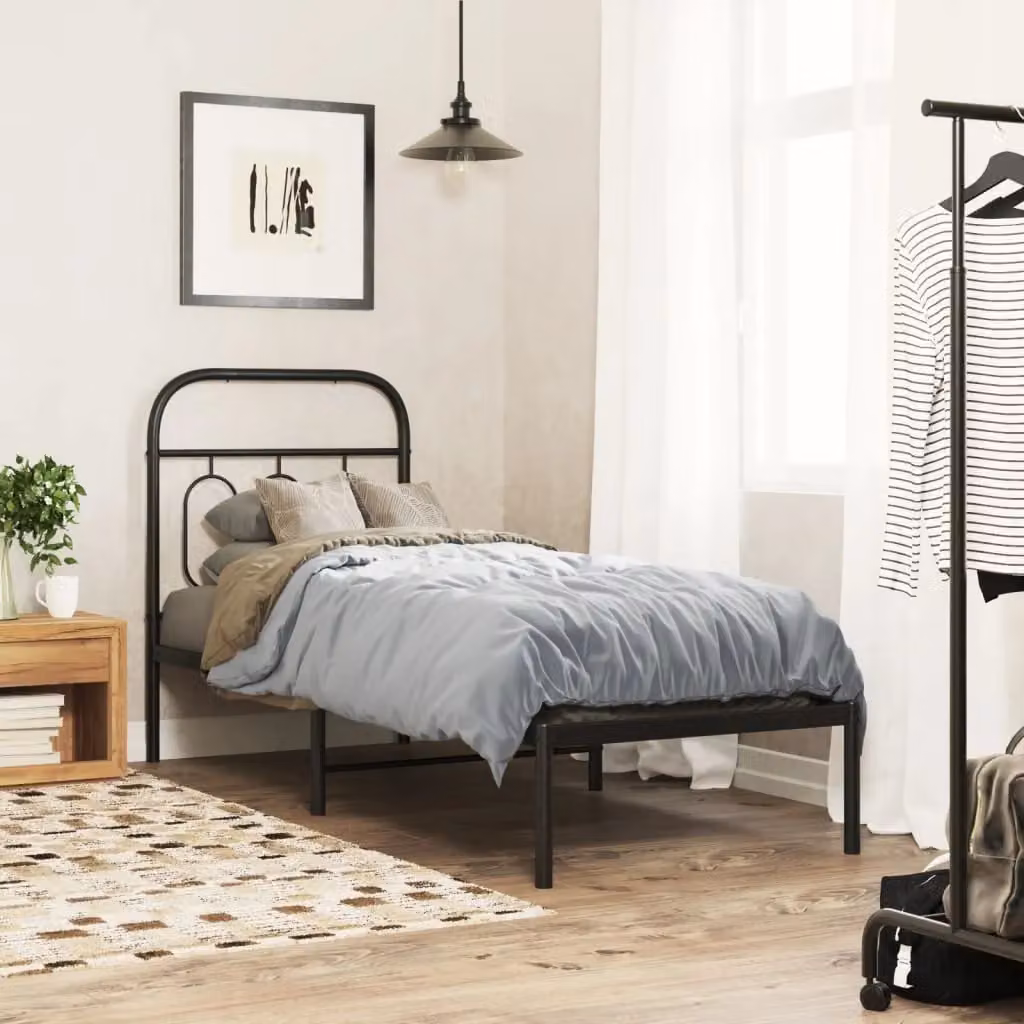 Berkfield Home Classic Metal Headboard in Black, Width: 75 cm – 3