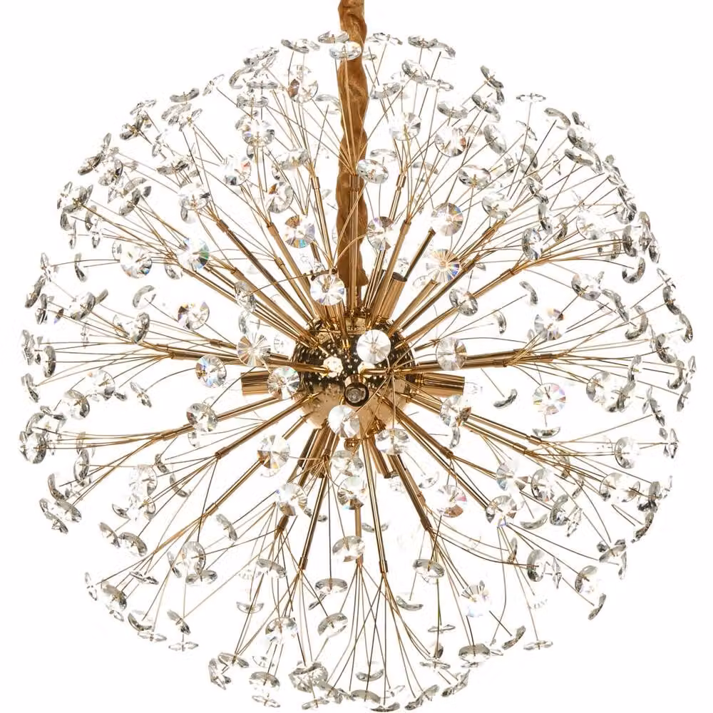 Wyld and Coco Gold Brass and Crystal Glass Glamour Pendant Chandelier, Diameter: 60 cm – 2