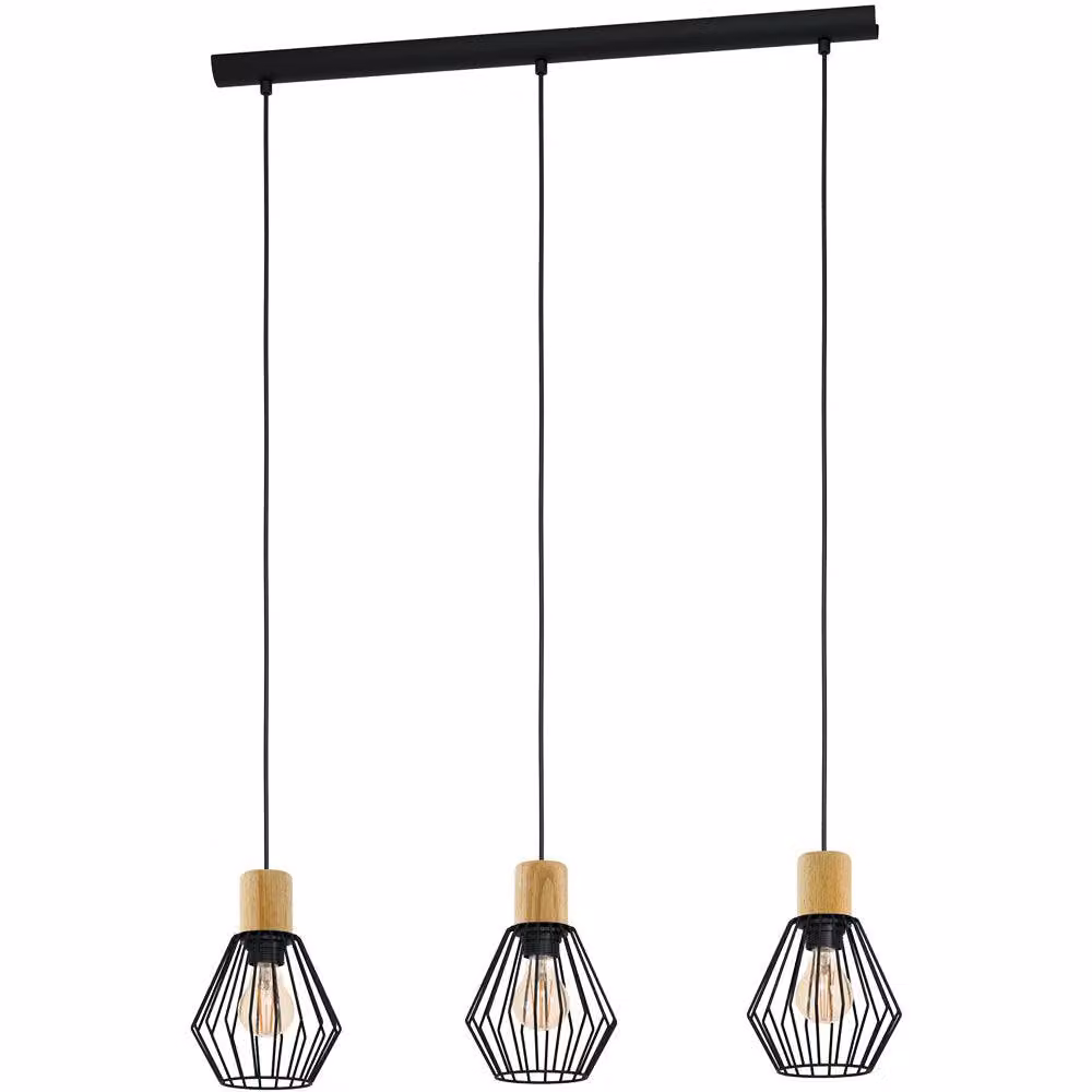 Loops Modern Triple Pendant Ceiling Light in Black and Brown – 2