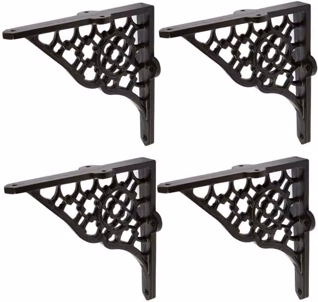 Hammer and Tongs Honeycomb Iron Shelf Bracket, Pack of 4, Matt Black, Diameter: 155 mm