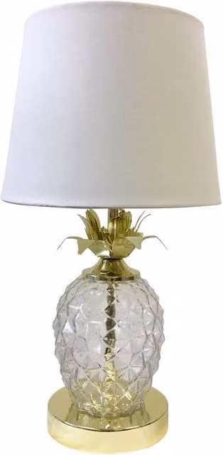 First Choice Lighting Gold Pineapple Touch Table Lamp with White Shade