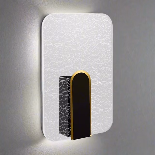 CGC Lighting Crackle Indoor LED Wall Light in Black and Gold with Crackle Glass Effect, 6W, 4200K Natural White, 730lm – 1