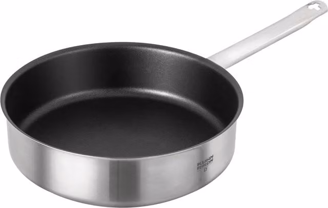 Kuhn Rikon Montreux Swiss Made Non-Stick High-Walled Frying Pan, 28cm, Brushed Stainless Steel, Silver – 1