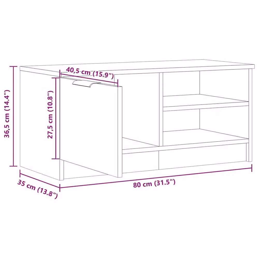 Berkfield Home Rustic TV Cabinet in Brown, W/D/H: 80 x 35 x 36.5 cm – 6