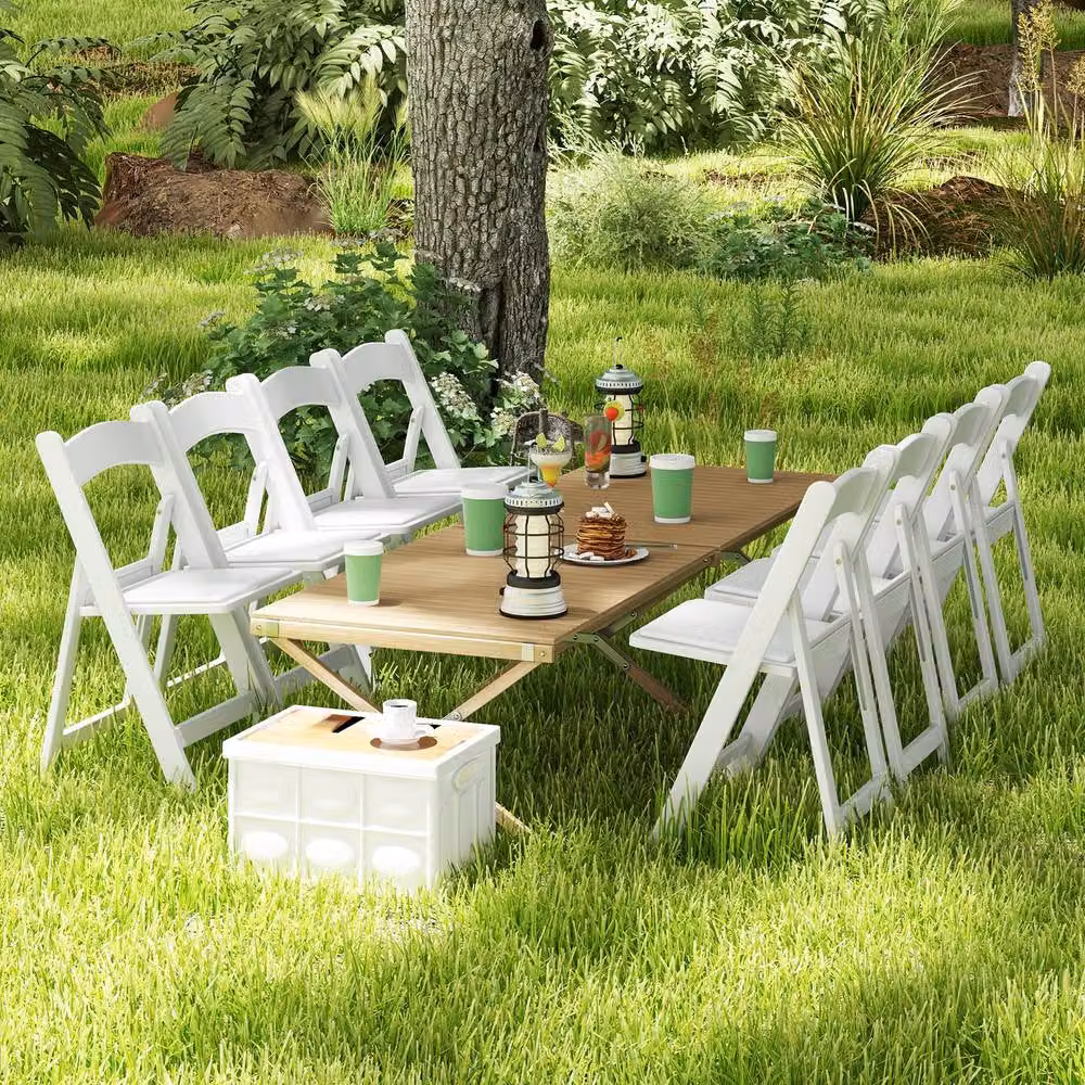 Gymax Set of 4 White Folding Dining Chairs with Padded Synthetic Leather Seats and Curved Backs – 3