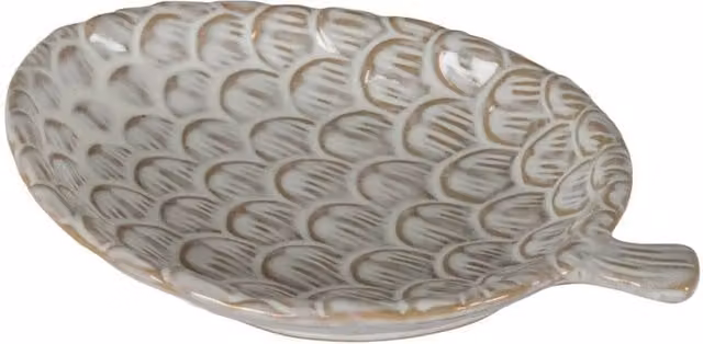 KDMD Alora Ceramic Pinecone Medium Decorative Trinket Dish in White